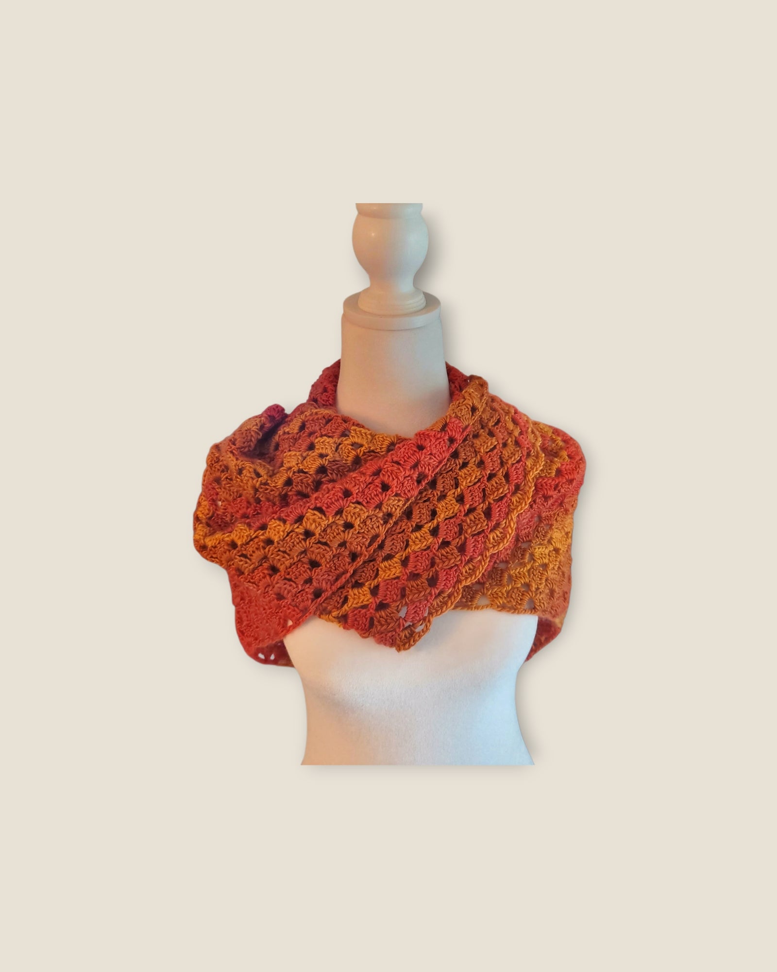 Handmade Crochet Bactus Shawl Flame Color
