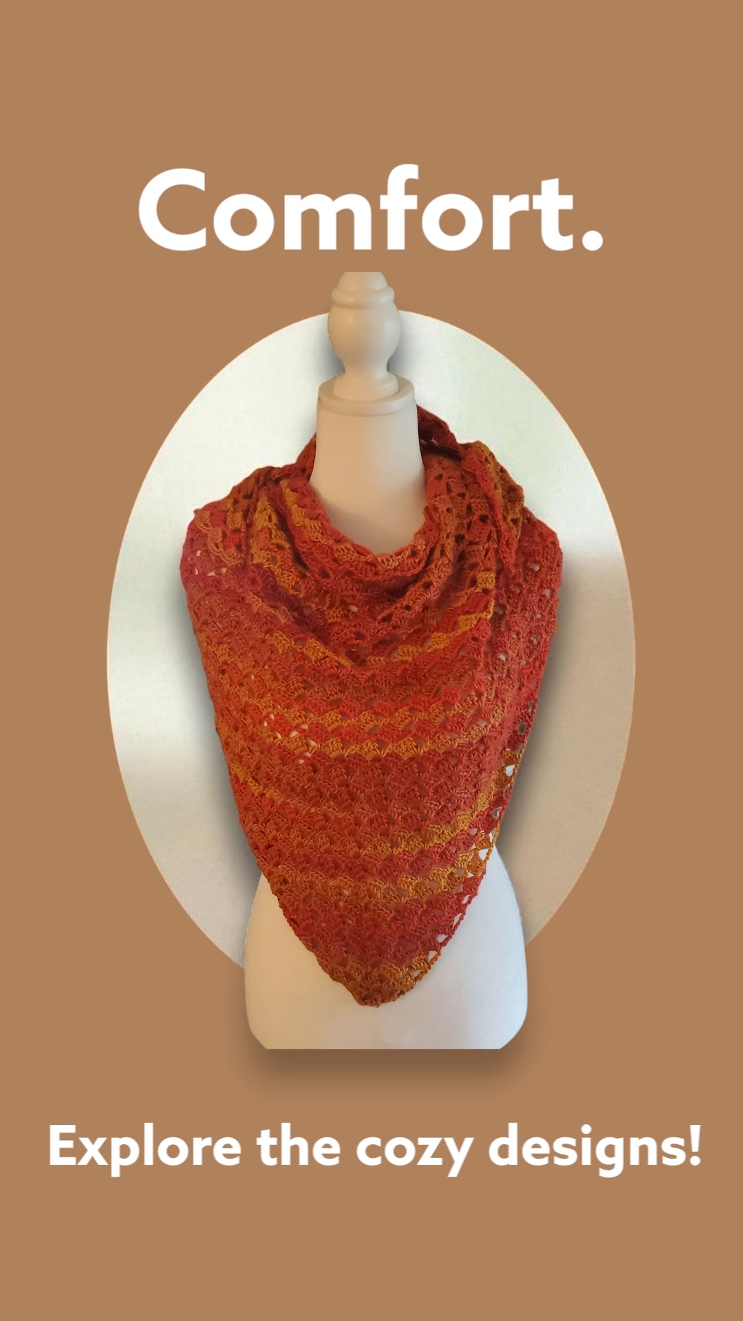 Handmade Crochet Bactus Shawl Flame Color