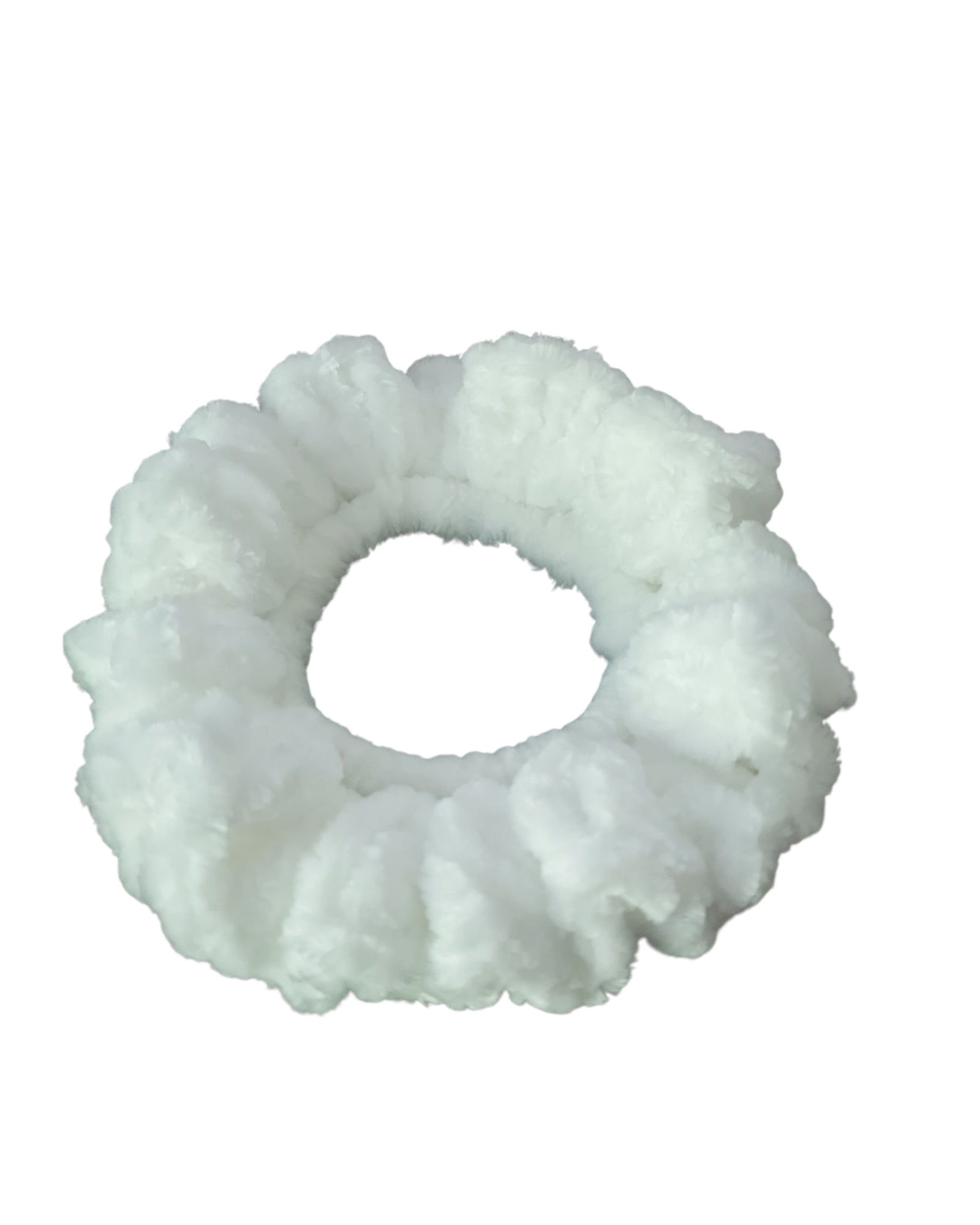 Crochet Velvet Scrunchie Hair Tie Handmade White Color
